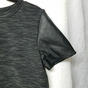 LOFT Ann Taylor Top with Faux Leather Sleeves